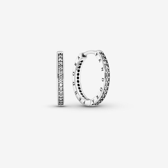 PANDORA Sparkle Logo Hoop Earrings - Picture 2 of 9